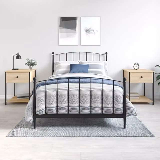 Berkfield Home Set of 2 Sonoma Oak Bedside Tables in Brown, W/D/H: 44 x 45 x 58 cm – 1