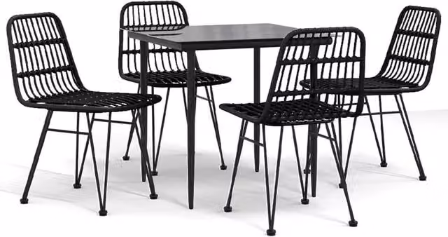 Berkfield Home 5 Piece Black Poly Rattan Garden Dining Set