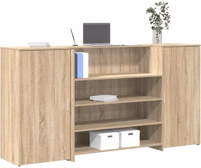 Berkfield Home Sonoma Oak Reception Desk in Brown, W/D/H: 200 x 50 x 103.5 cm