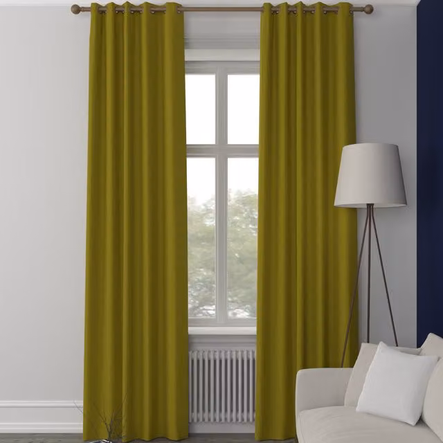 Terrys Clarence Made to Measure Velvet Eyelet Curtain Panel in Celery Green