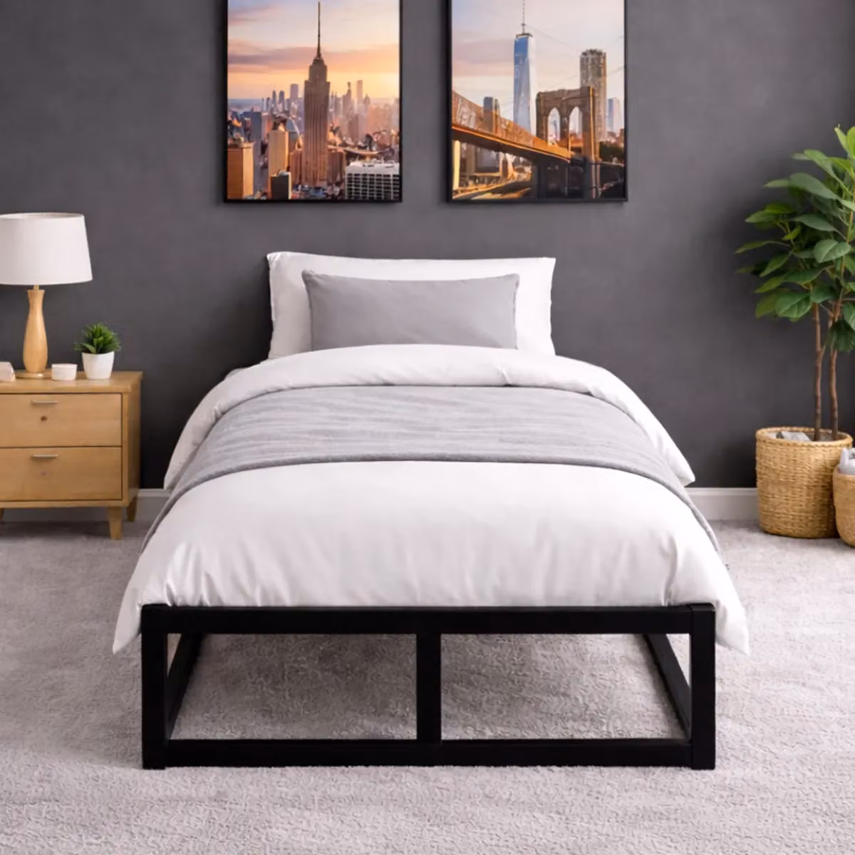 House of Home Extra Strong Single Metal Platform Bed Frame in Black – 4