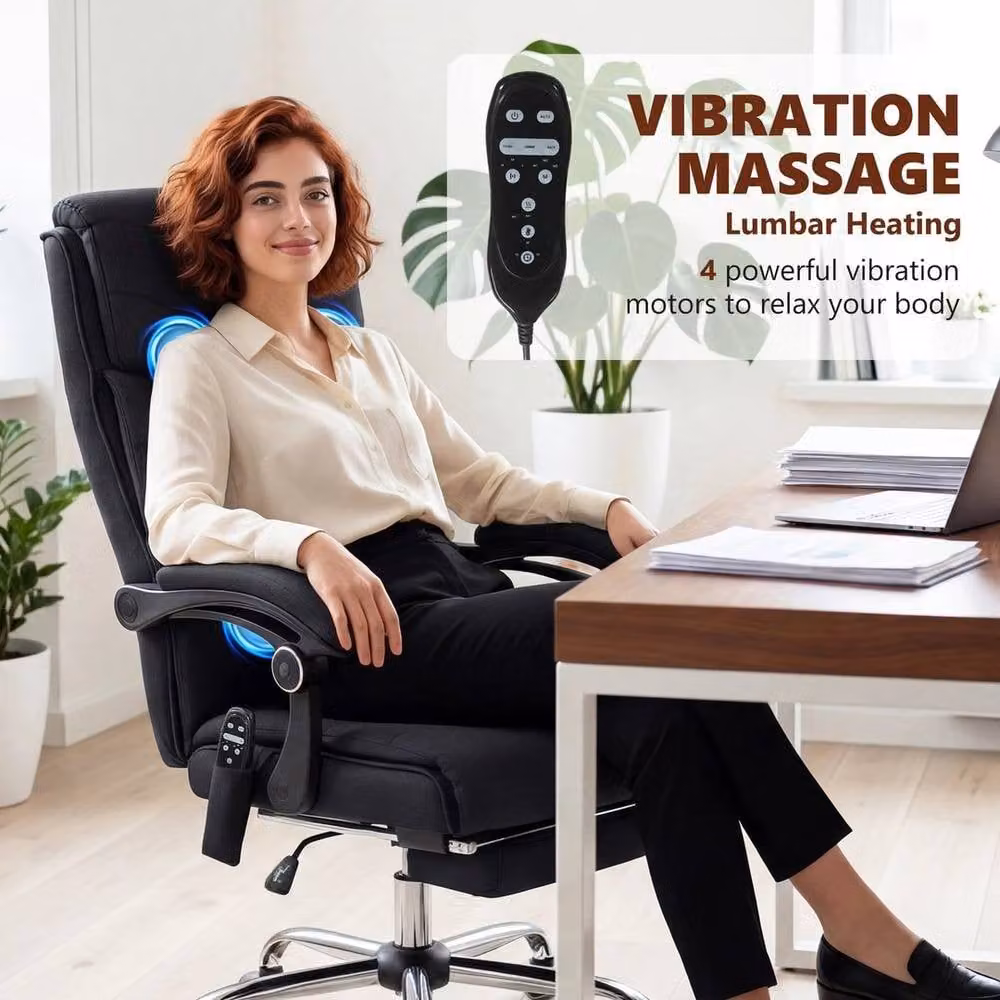 FORGEVIO Vibration Massage Office Chair with Heat in Black – 5