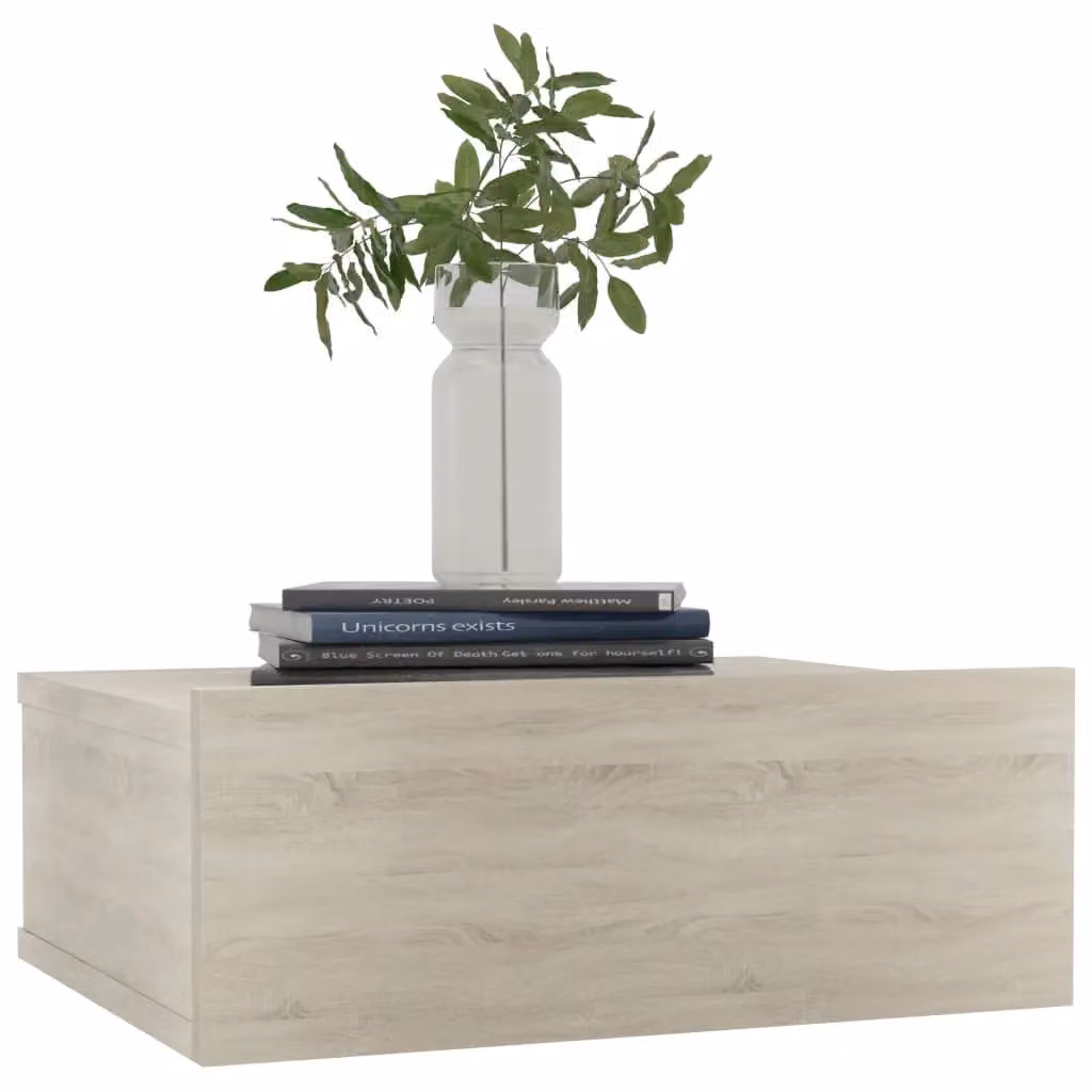 Berkfield Home Set of 2 Floating Nightstands in Sonoma Oak Brown, W/D/H: 40 x 30 x 15 cm – 2