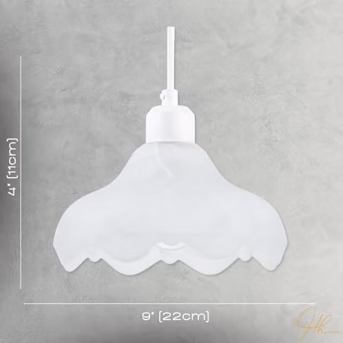 Happy Homewares Sculptural Frosted Alabaster Glass Ripple Pendant Ceiling Light Shade in White, W: 22 cm, H: 11 cm – 3