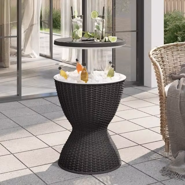 Berkfield Home 3-in-1 Ice Cooler Table in Black Matt Polypropylene