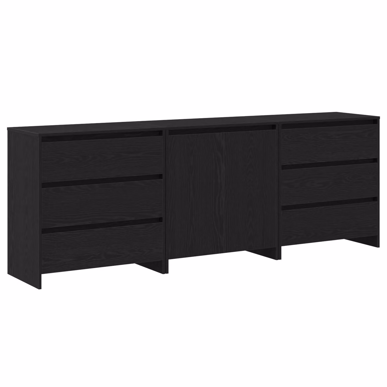 Berkfield Home 3-Piece Modern Sideboard Set in Black Oak Matt Engineered Wood – 2
