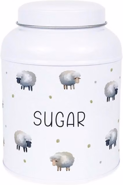 Purely Home Spring Sheep Sugar Storage Canister with Domed Lid, White Metal