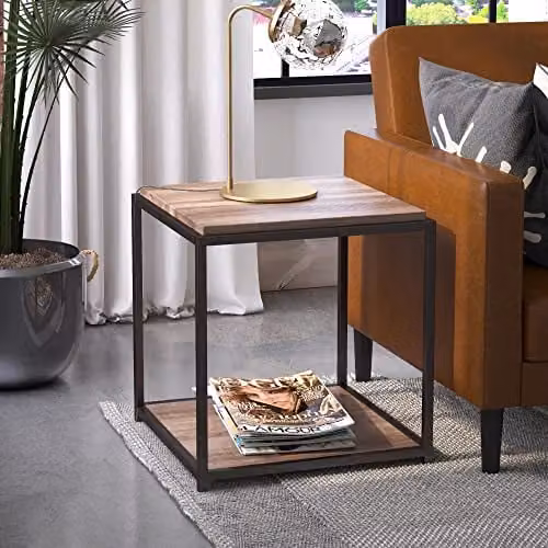 DHP Furniture Quincy End and Side Table, Brown, W: 49 cm, D: 48 cm, H: 55 cm – 1
