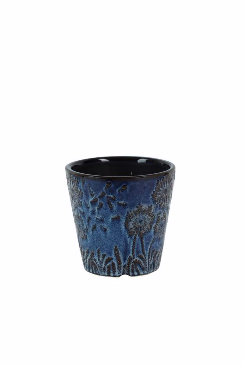 KDMD Hortus Cairns Stamped Ceramic Tabletop Pot in Dark Blue, W: 13 cm, D: 12.5 cm, H: 12.5 cm – 2