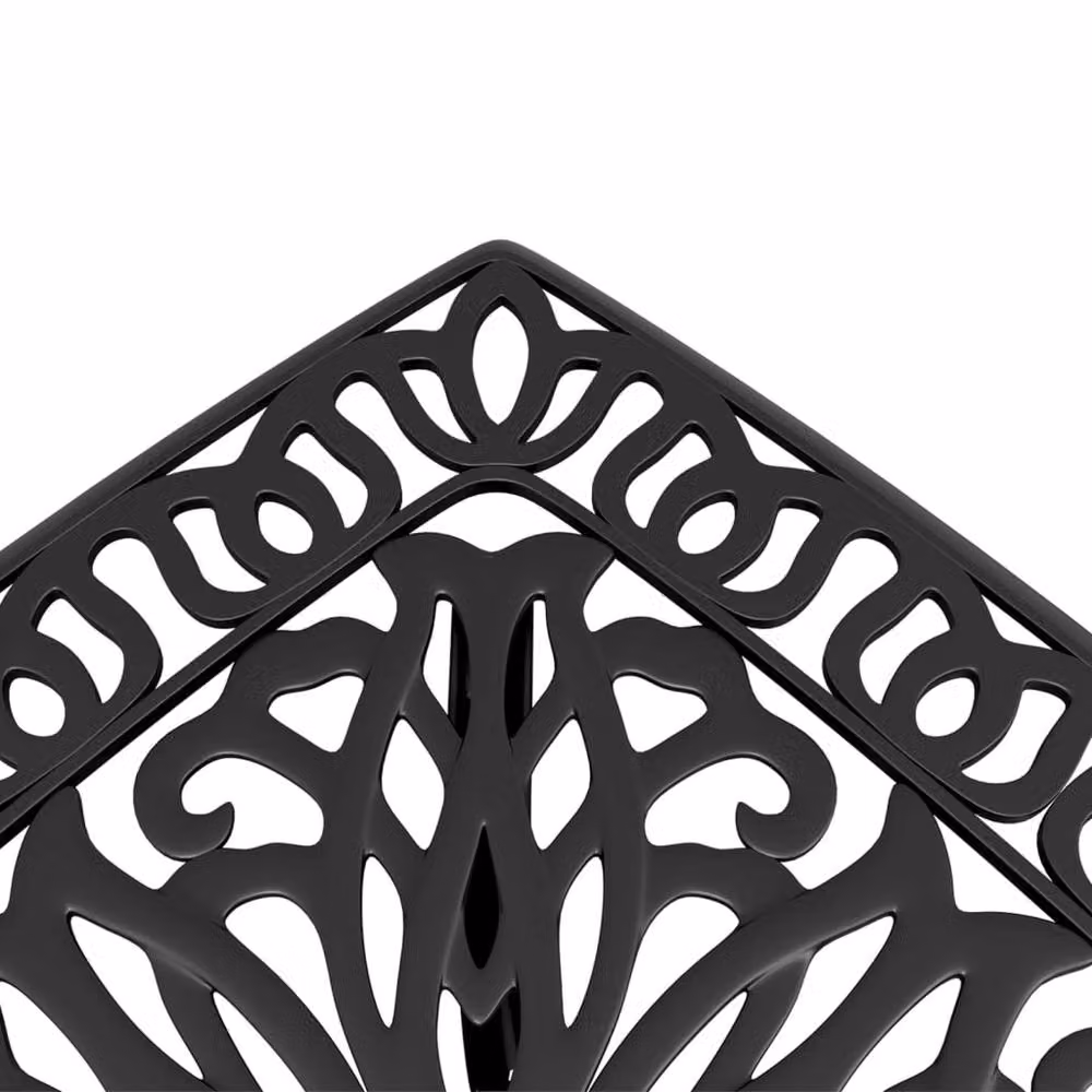 Berkfield Home Square Garden Table in Black Cast Aluminium, W/D/H: 53 x 53 x 53 cm – 5