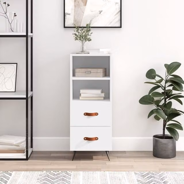 Berkfield Home Modern White Matt Sideboard, W/D/H: 34.5 x 34 x 90 cm