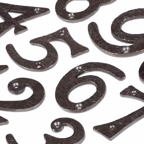 Hammer and Tongs Rustic Iron Number 6 Wall Numeral in Black, Height: 7.5 cm – 2