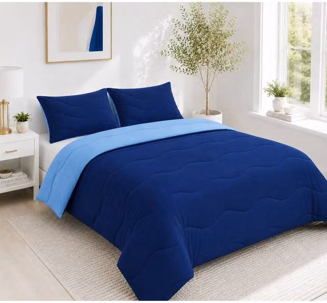 Ezysleep 10.5 Tog Reversible Coverless Duvet and Pillowcase Set in Blue, Super King – 1