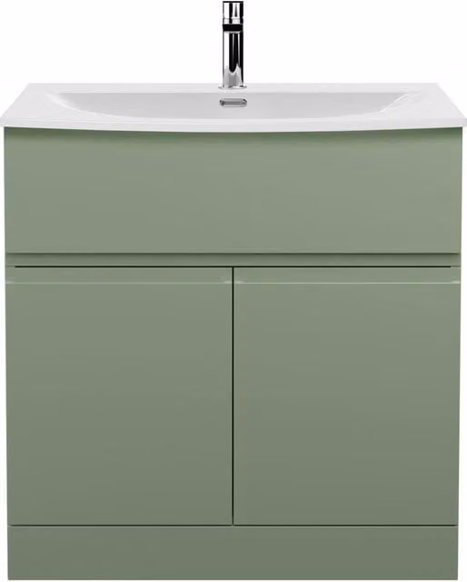 Balterley Mavesyn 2 Door 1 Drawer Freestanding Vanity Basin Unit in Matt Green, Width: 80 cm