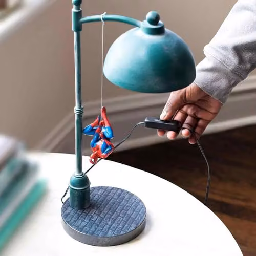 Menkind Marvel Spider-Man LED Hanging Street Lamp, Grey and Multicolour, USB Powered Tabletop Light – 2