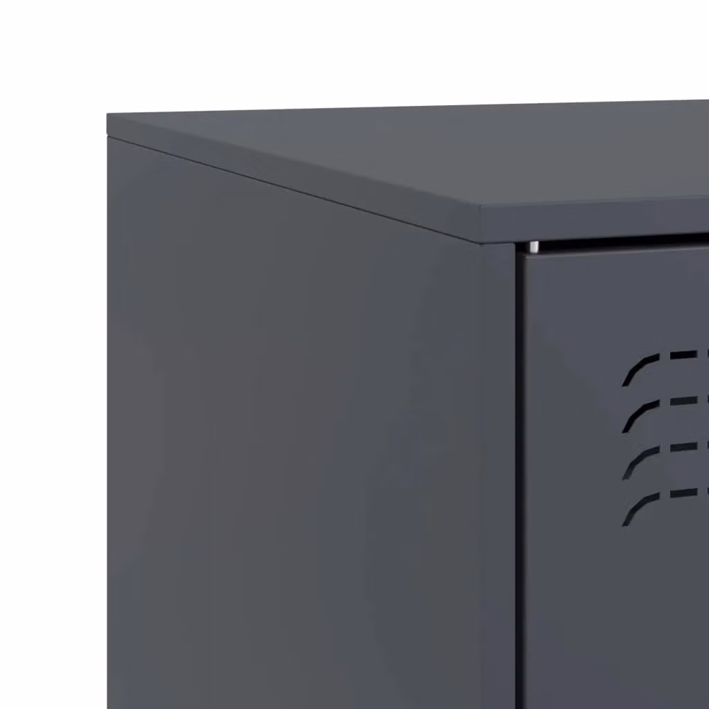 Berkfield Home Set of 2 Anthracite Metal TV Cabinets with Hinged Doors and Internal Shelves, W/D/H: 67 x 39 x 44 cm – 5