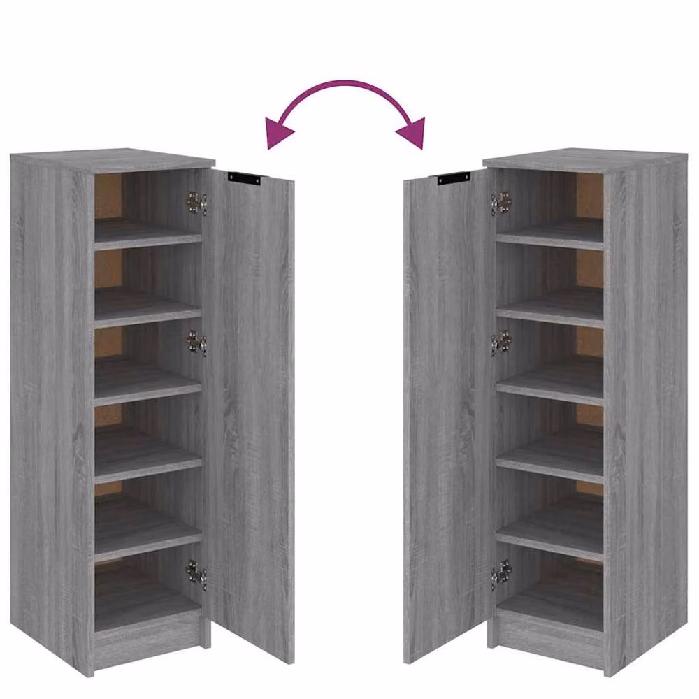Berkfield Home Modern Grey Shoe Cabinet with Hinged Doors and Internal Shelves, W/D/H: 30 x 35 x 100 cm – 3
