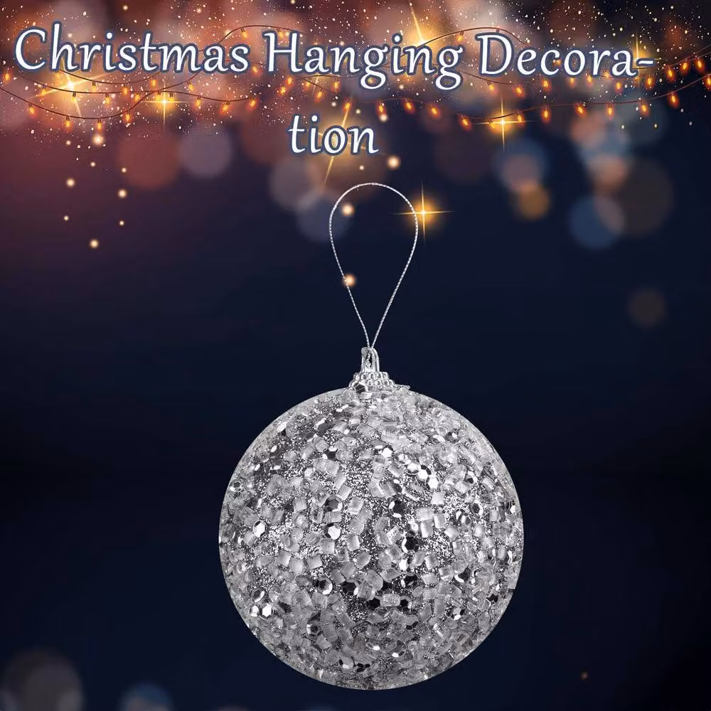 VFM e-Store Silver Christmas Hanging Bauble Decoration, H 22 cm x W 8 cm – 2