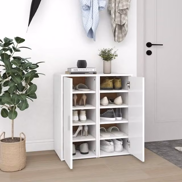 Berkfield Home Set of 2 White Wall Mounted Shoe Cabinets, W/D/H: 32 x 35 x 70 cm – 1
