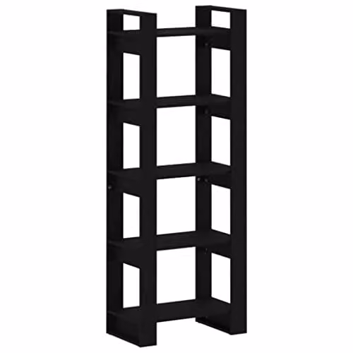 vidaXL Black Solid Wood Book Cabinet and Room Divider with Rustic Look, W/D/H: 60 x 35 x 160 cm