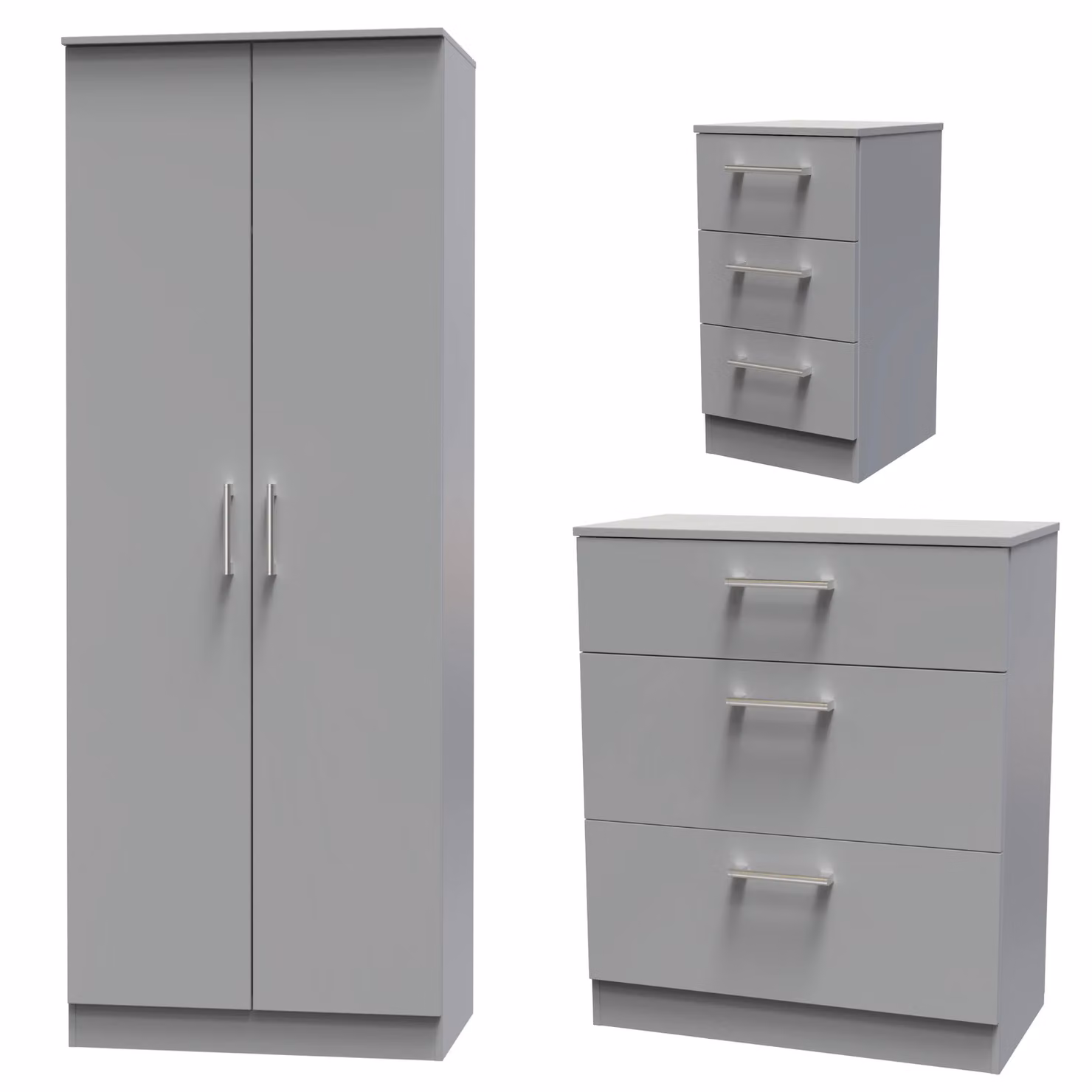 Swift Devon 3 Piece Bedroom Set in Dusk Grey including Wardrobe, Chest of Drawers and Nightstand – 2