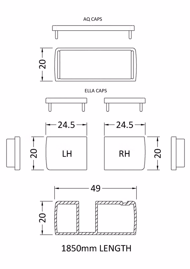 Balterley Profile Extension Kit in Chrome, 185 cm