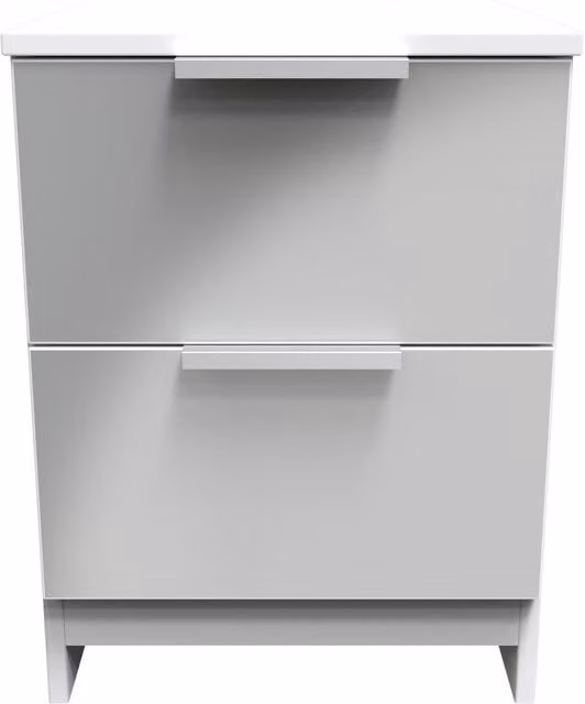 Ready Assembled 2 U Dover 2 Drawer Bedside Cabinet in Mid Grey