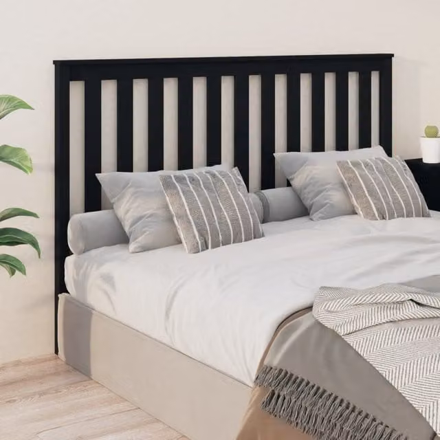 Berkfield Home Black Rustic Solid Pine Bed Headboard W/D/H: 166 x 6 x 101 cm