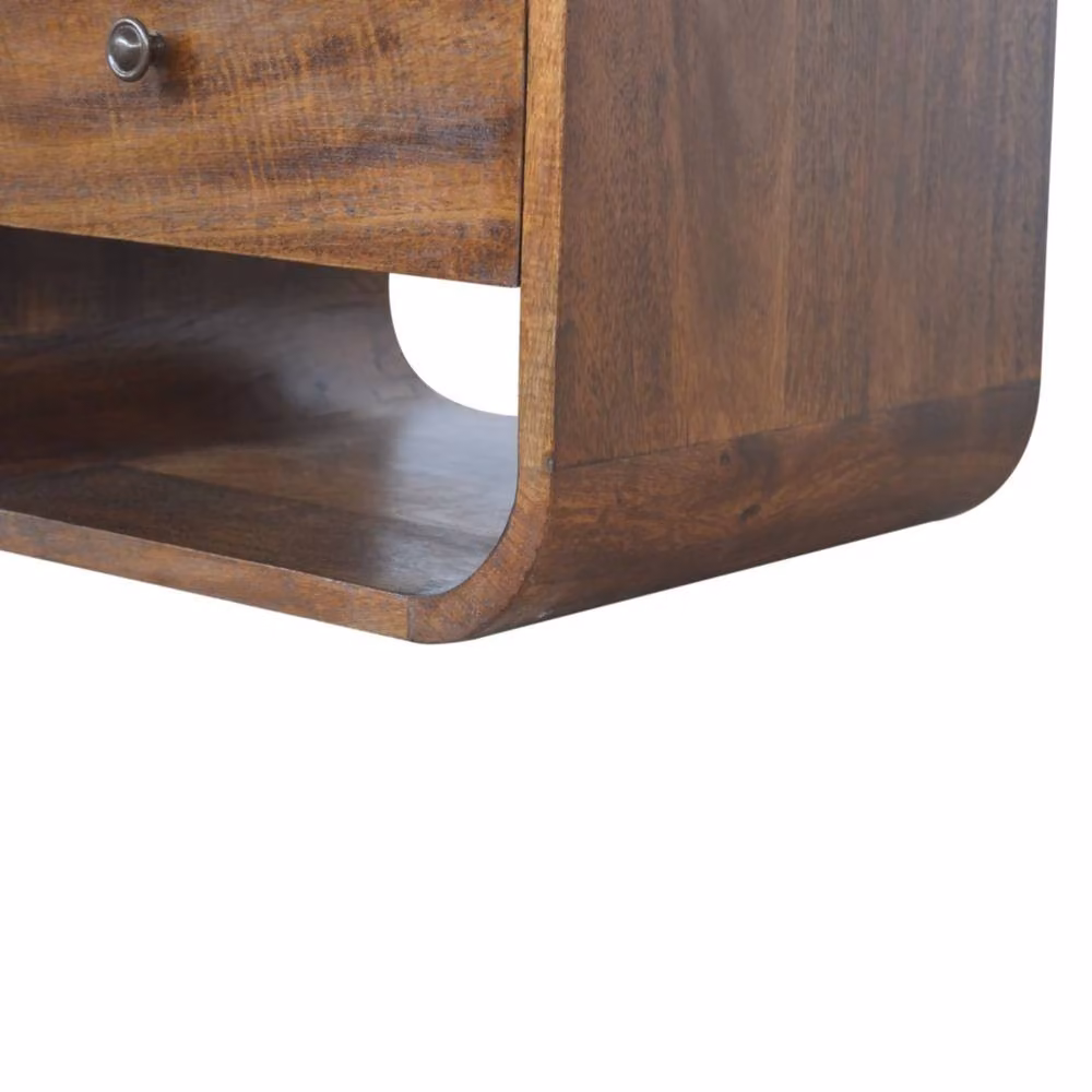 Wyld Haus Bologna Mango Wood Curved 2 Drawer Bedside Table in Brown, W: 35.0 cm, D: 40.0 cm, H: 55.0 cm – 5