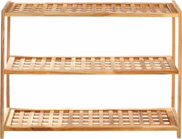 Orsina Parker Three Tier Walnut Wood Shoe Rack in Brown – 1