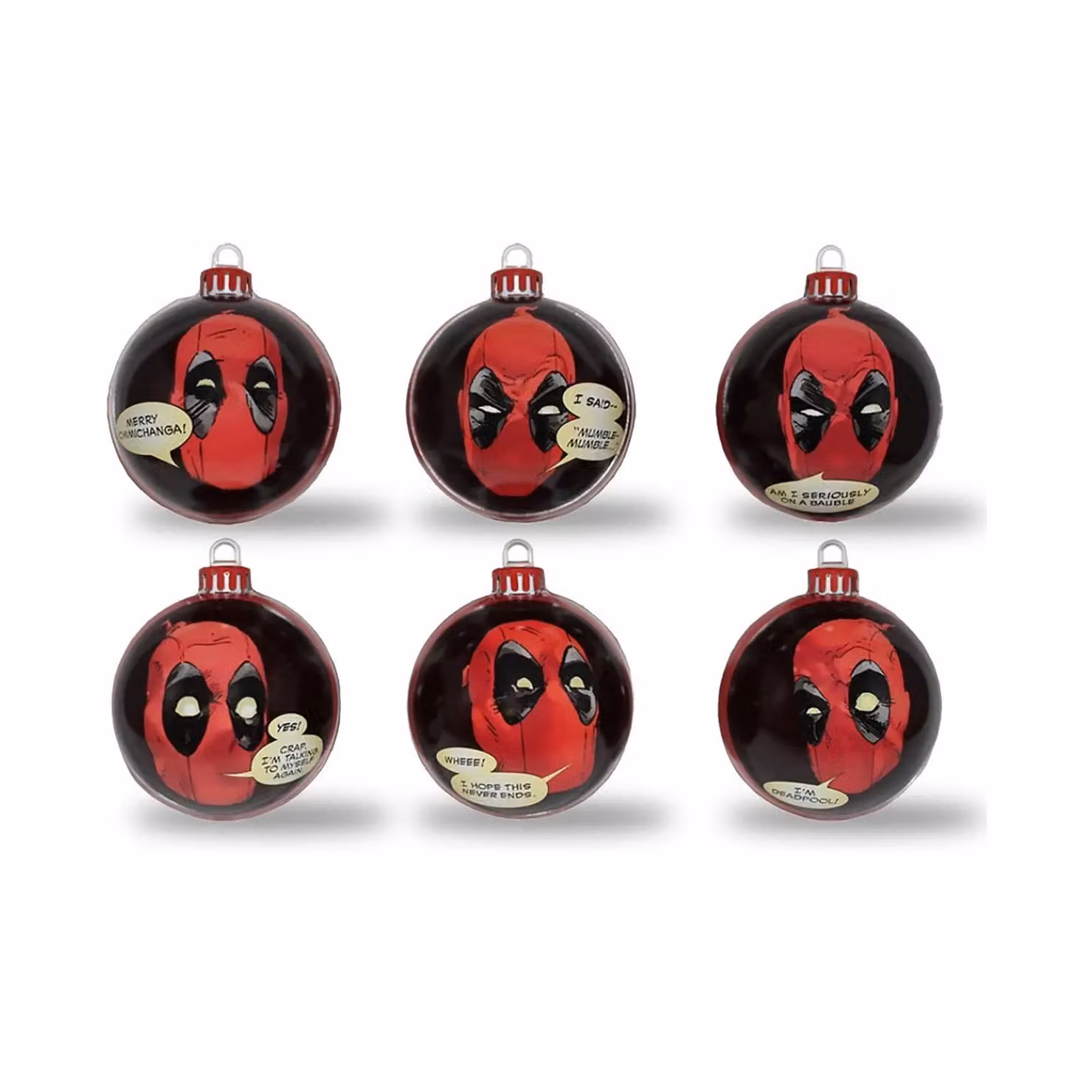 Deadpool 6-Piece Multicolour Metal Christmas Bauble Set in Red and Multicolour Decorated Tin – 2