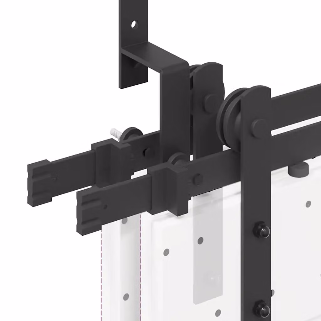 Berkfield Home Sliding Door Hardware Kit, Black Steel, 200 cm – 2