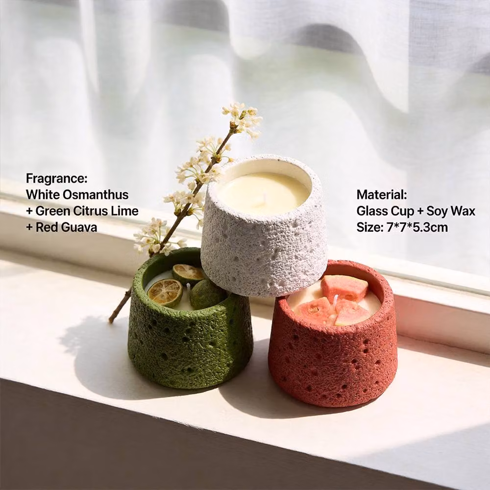 Living and Home 3-Pack Soy Wax Scented Candles in Osmanthus, Citrus Lime and Guava, Multicolour – 7