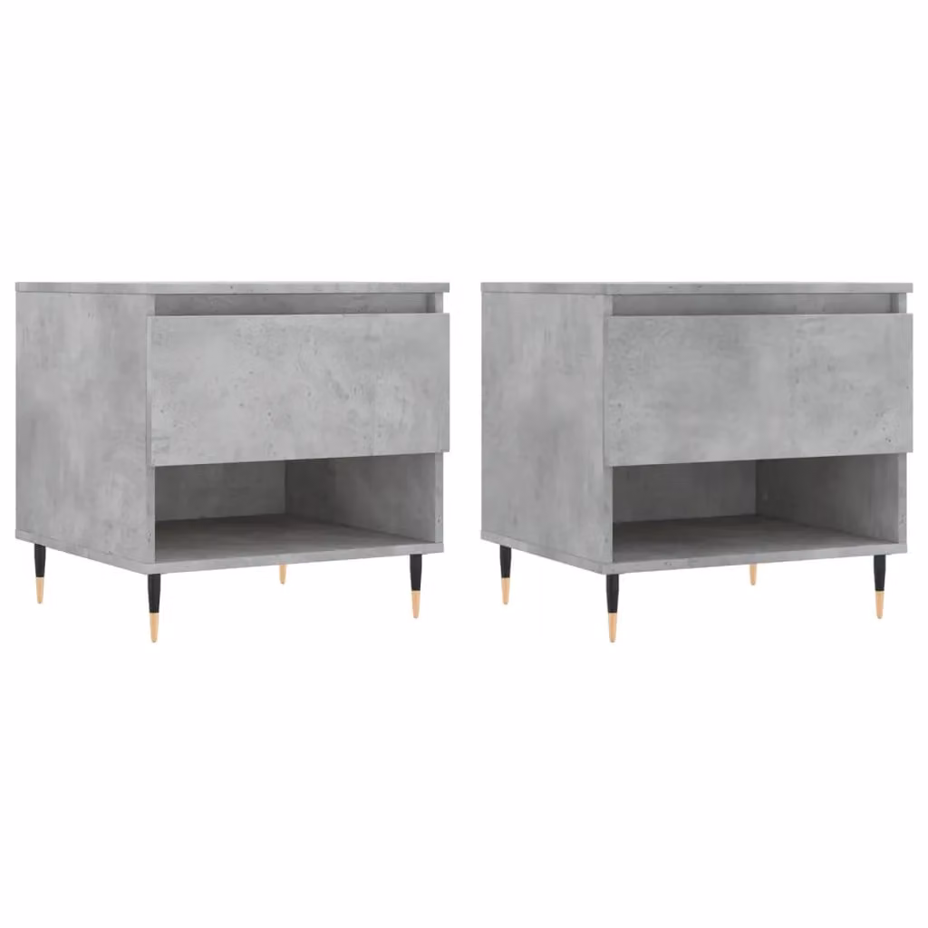 Berkfield Home Set of 2 Concrete Grey Modern Coffee Tables, W/D/H: 50 x 46 x 50 cm – 1