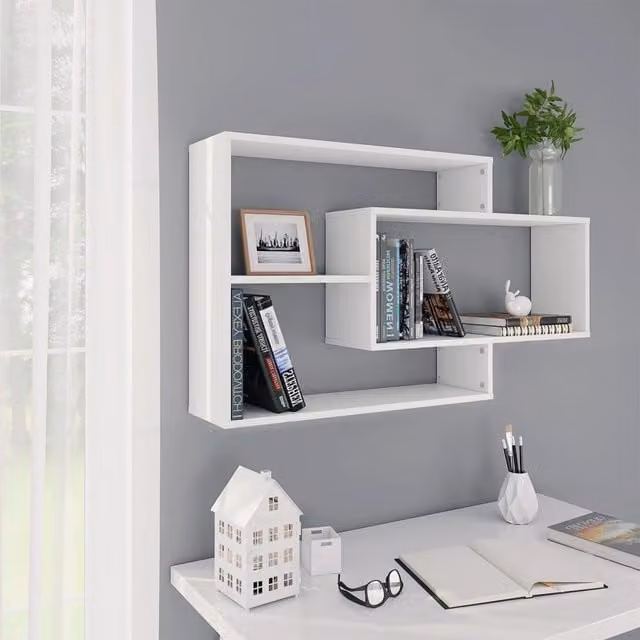 Berkfield Home Wall Mounted Shelf in White, W/D/H: 104 x 20 x 58.5 cm – 1