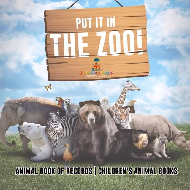 Baby Professor Put It in The Zoo Animal Book of Records Children's Animal Book in White and Multicolour