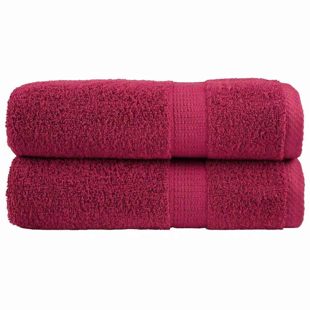 Berkfield Home SOLUND Premium Cotton Terry Shower Towels, 2 Pack, Red, W: 70 cm, L: 140 cm, 600gsm – 2