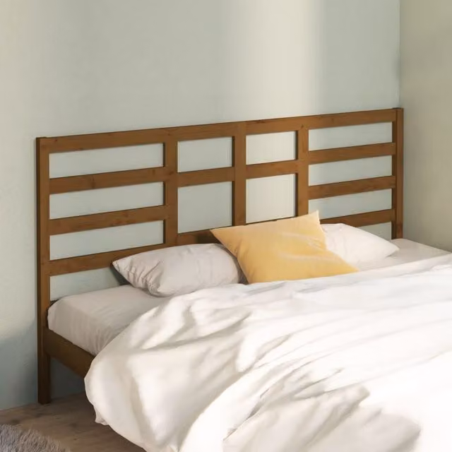 Berkfield Home Rustic Solid Wood Pine Bed Headboard in Honey Brown, W: 206 cm, D: 4 cm, H: 104 cm – 1