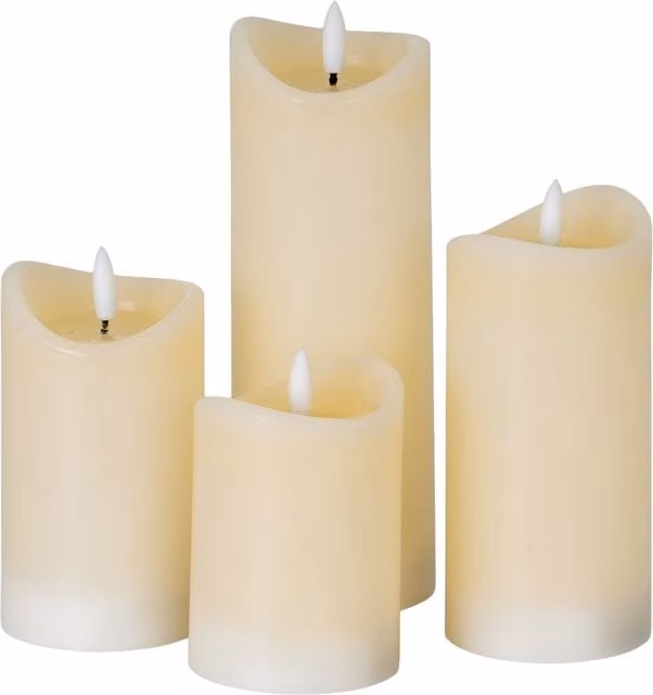 KDMK Luxe Collection Natural Glow LED Pillar and Tealight Candles in Beige and Silver
