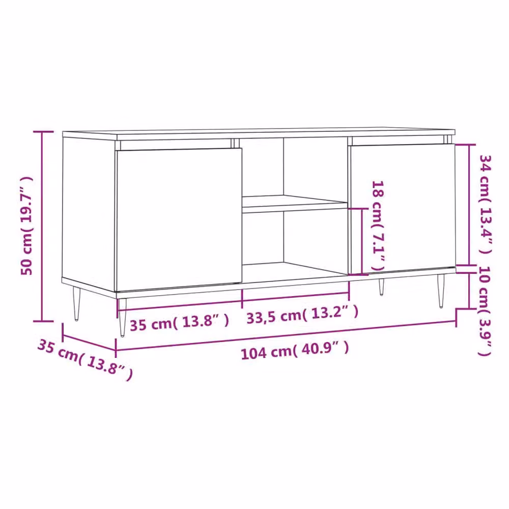 Berkfield Home Industrial TV Cabinet in Concrete Grey, W/D/H: 104 x 35 x 50 cm – 2