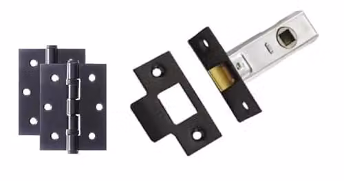 Golden Grace Victorian Scroll Latch Door Handles with Plate, Matt Black, 5 Sets – 4