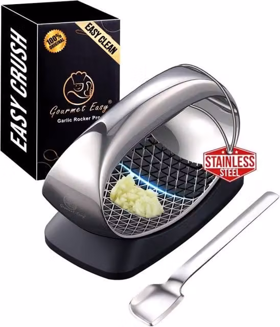 Gourmet Easy Stainless Steel Garlic Rocker in Silver – 1
