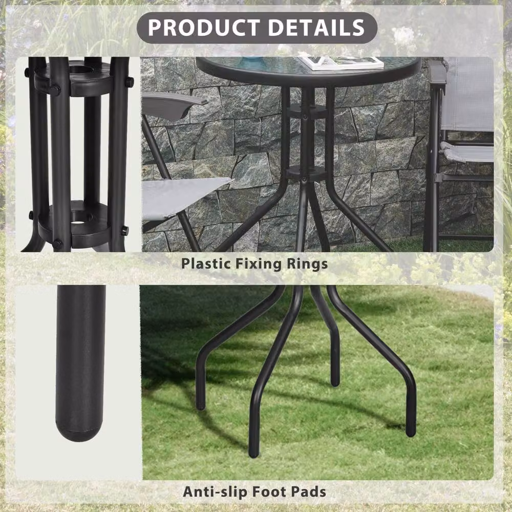 Wyld Haus Rano Round Metal and Tempered Glass Bistro Table in Black, W/D/H: 60 x 60 x 60 cm – 5