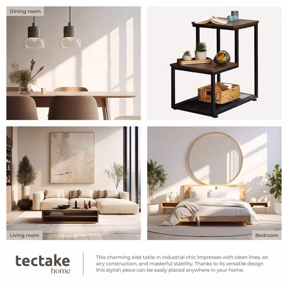 tectake Halifax Bedside Table in Dark Brown – 7