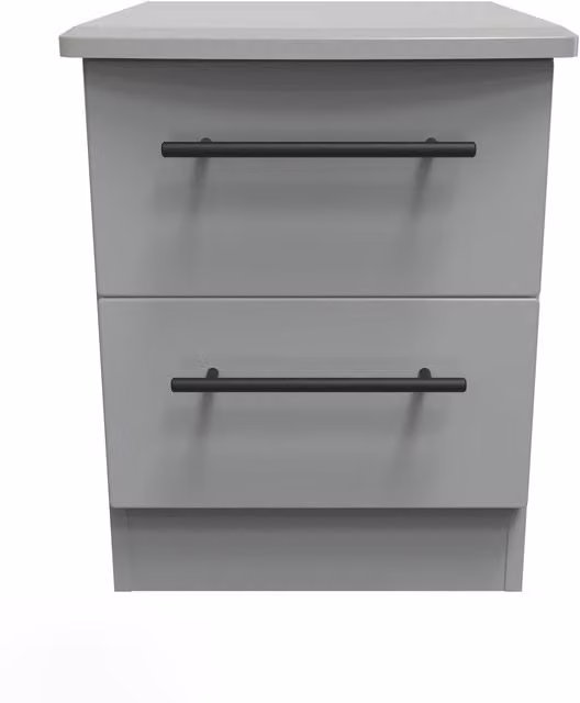 2 U Howard 2 Drawer Bedside Cabinet in Dark Grey, Ready Assembled