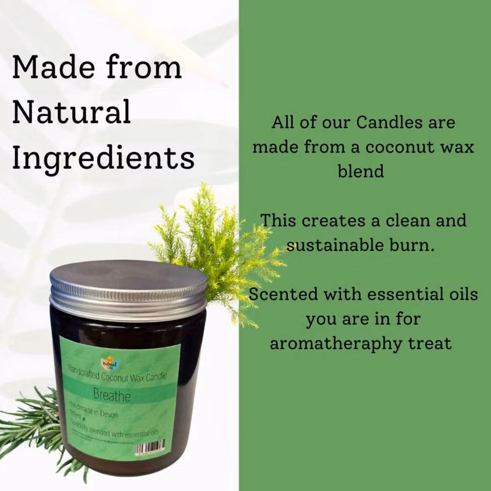 Natural Spa Cosmetics Breathe Hand-Poured Coconut Wax Candle in Amber and Multicolour – 3