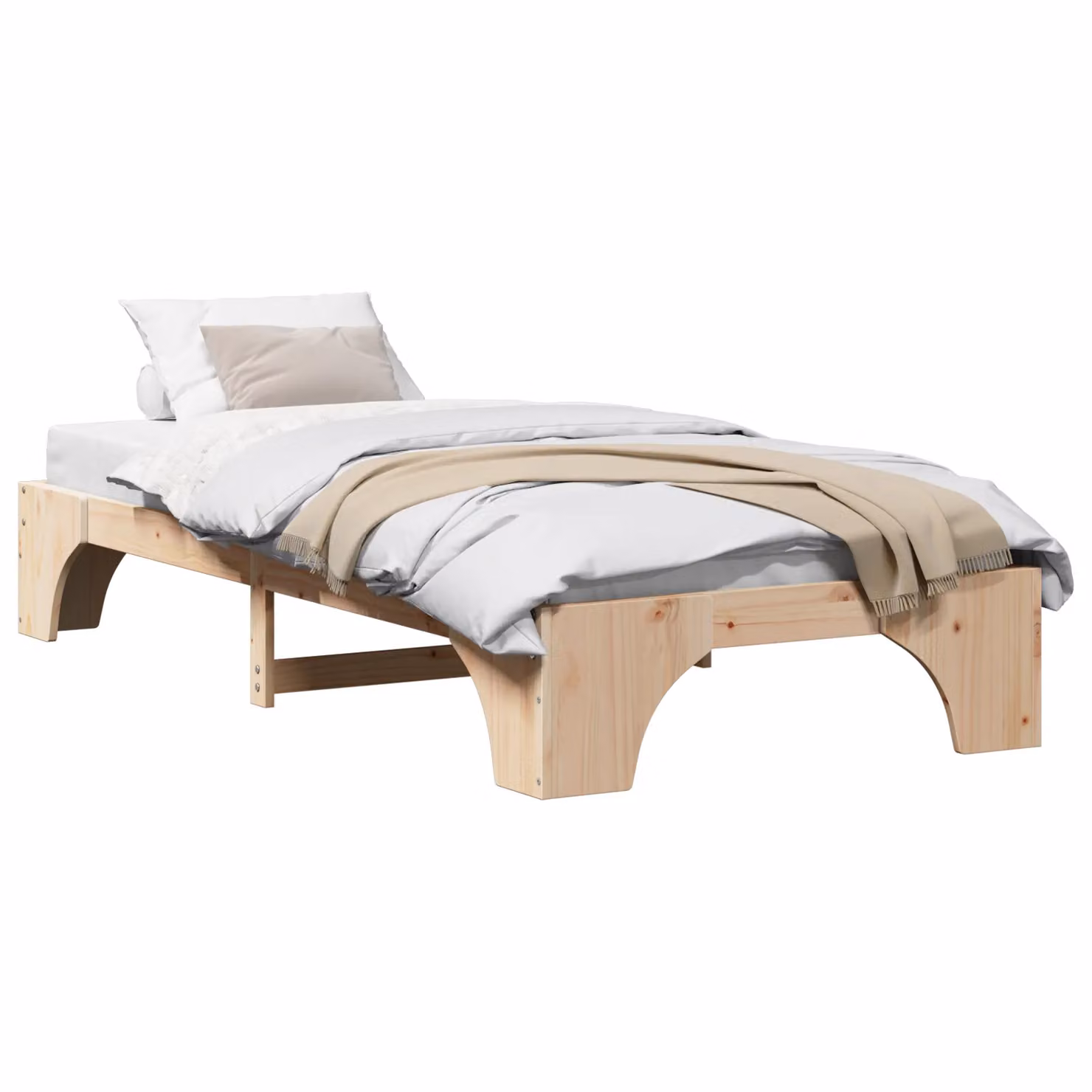 Berkfield Home Solid Pine Wood Bed Frame in Brown, W/D/H: 100 x 200 x 30 cm – 2