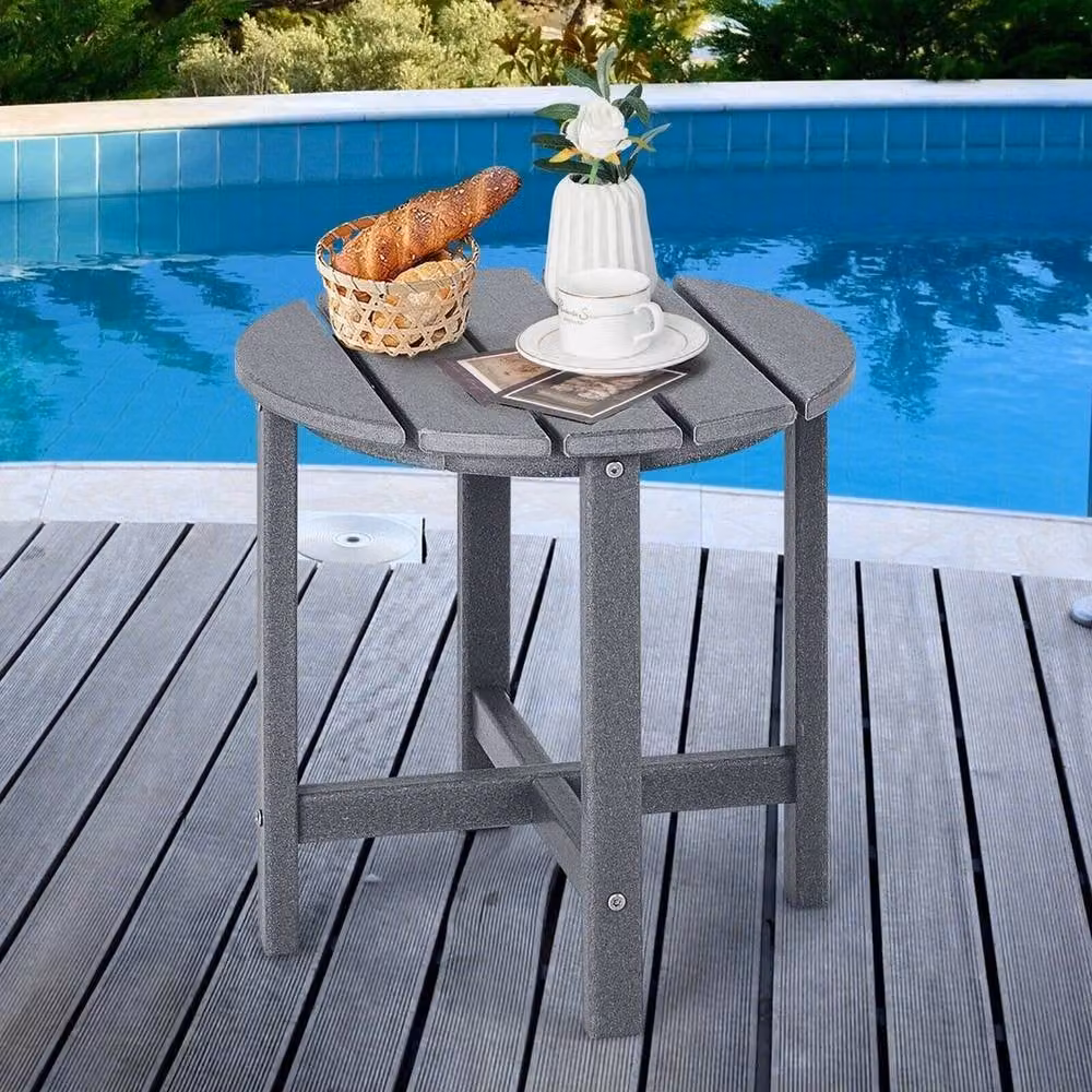 VOGREX Grey Weather Resistant HDPE Adirondack Side Table – 4
