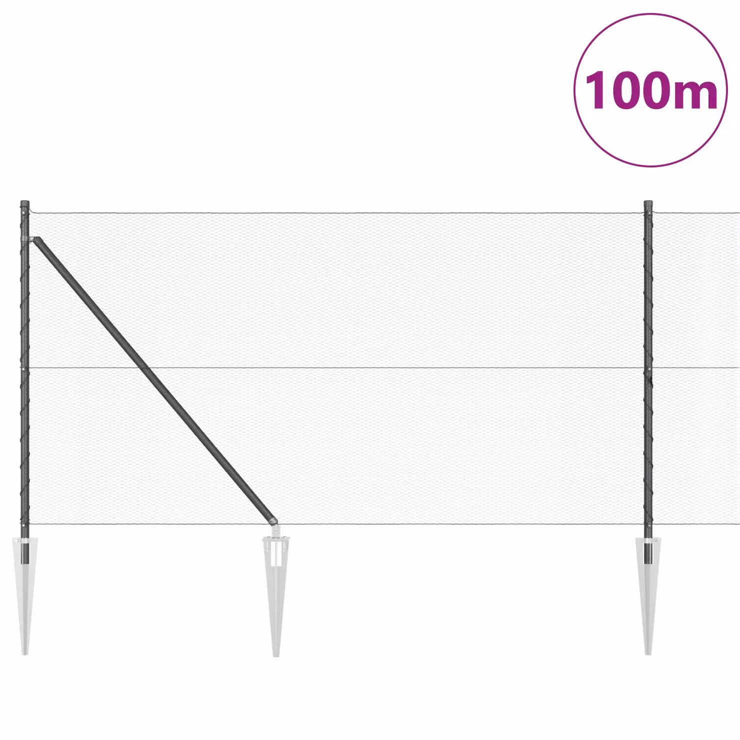 Berkfield Home Grey Steel Hexagon Fence, 1 x 100 m – 2