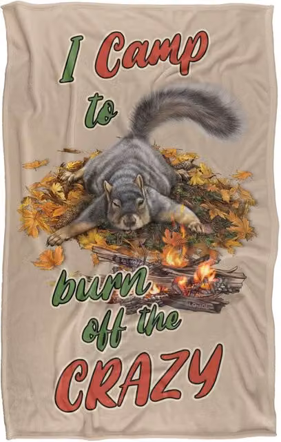 JQ Licensing James Piazza Crazy For Camping Squirrel Super Soft Fleece Throw Blanket, Multicolour, W: 91 cm, D: 147 cm – 5
